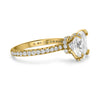 Lizette | Cushion Moissanite Pave Diamond Prong 14K Yellow Gold Engagement Ring - Diamond Daughters, Side View