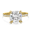 Lizette | Cushion Hidden Halo Pave Diamond Prong 14K Yellow Gold Engagement Ring - Diamond Daughters, Front View