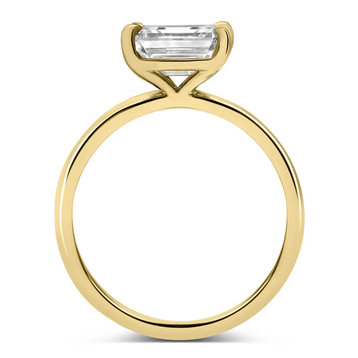 Maci | East West Emerald Cut Solitaire 14K Yellow Gold Engagement Ring - Diamond Daughters, Top View