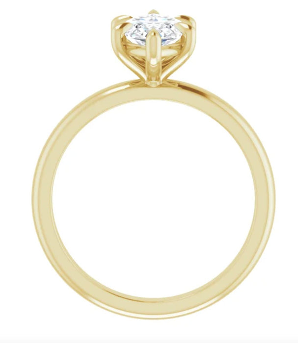 Marquise Moissanite Solitaire 14k Yellow Gold Engagement Ring - Diamond Daughters, Top View