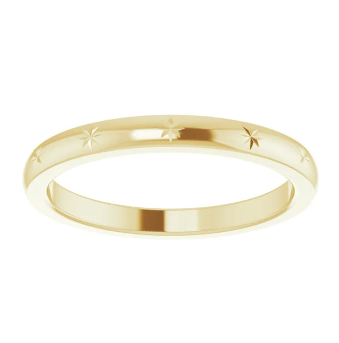 Maya | Star Engraved 14K Yellow Gold Wedding Band - Diamond Daughters, Front View