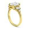 Megan | Emerald Moissanite Four Accent Stones 14K Yellow Gold  Engagement Ring - Diamond Daughters, Top Side View