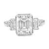 Megan | Emerald Moissanite Four Accent Stones 14K White Gold  Engagement Ring - Diamond Daughters, Front View