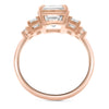 Megan | Emerald Moissanite Four Accent Stones 14K Rose Gold  Engagement Ring - Diamond Daughters, Top View