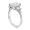 Megan | Emerald Moissanite Four Accent Stones 14K White Gold  Engagement Ring - Diamond Daughters, Top Side View