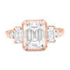 Megan | Emerald Moissanite  Four Accent Stones 14K Rose Gold Engagement Ring - Diamond Daughters, Front View