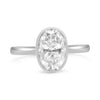 Melissa Oval | Moissanite  Bezeled Solitaire 14K White Gold Engagement Ring - Diamond Daughters, Front View