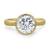 Melissa Round| Moissanite Bezeled Solitaire 14k Yellow Gold Engagement Ring - Diamond Daughters, Front View