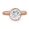 Melissa Round| Moissanite Bezeled Solitaire 14K Rose Gold Engagement Ring - Diamond Daughters, Front View