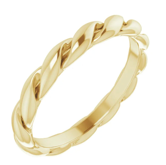 Mia | Twisted 14K Yellow Gold Wedding Band - Diamond Daughters, Top Side View