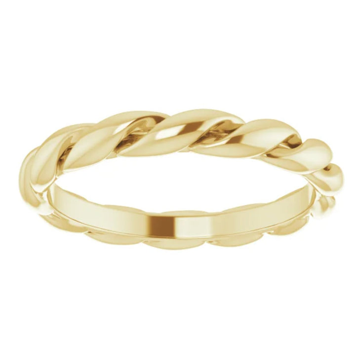 Mia | Twisted 14K Yellow Gold Wedding Band - Diamond Daughters, Front View