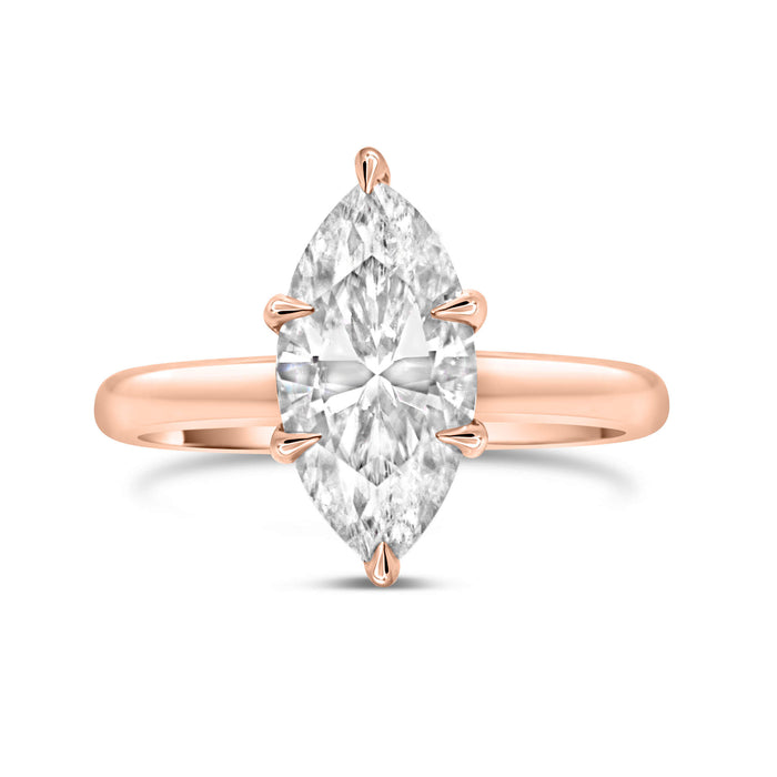 Michelle | Marquise Hidden Halo 14K Rose Gold Engagement Ring - Diamond Daughters, Front View