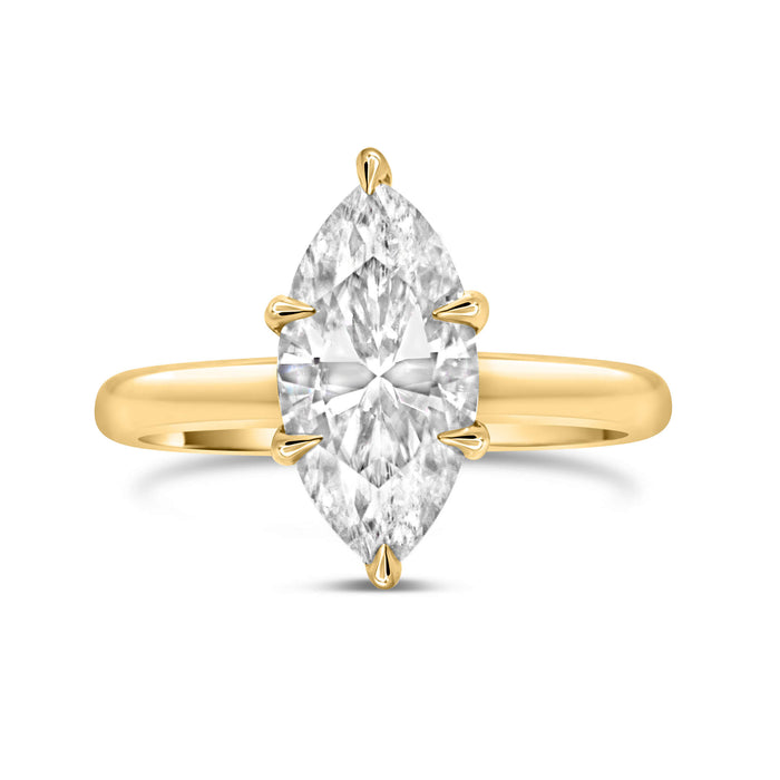 Michelle | Marquise Moissanite Hidden Halo 14K Yellow Gold Engagement Ring - Diamond Daughters, Front View