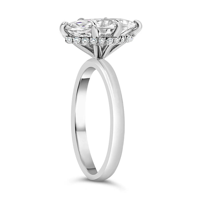 Michelle | Marquise Hidden Halo 14K White Gold Engagement Ring - Diamond Daughters, Top Side View