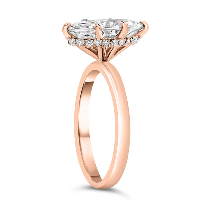 Michelle | Marquise Hidden Halo 14K Rose Gold Engagement Ring - Diamond Daughters, Top Side View