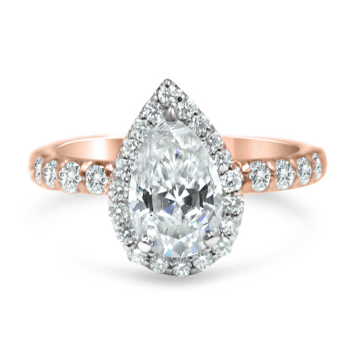 Micki | Pear Halo Moissanite Engagement Ring - Diamond Daughters