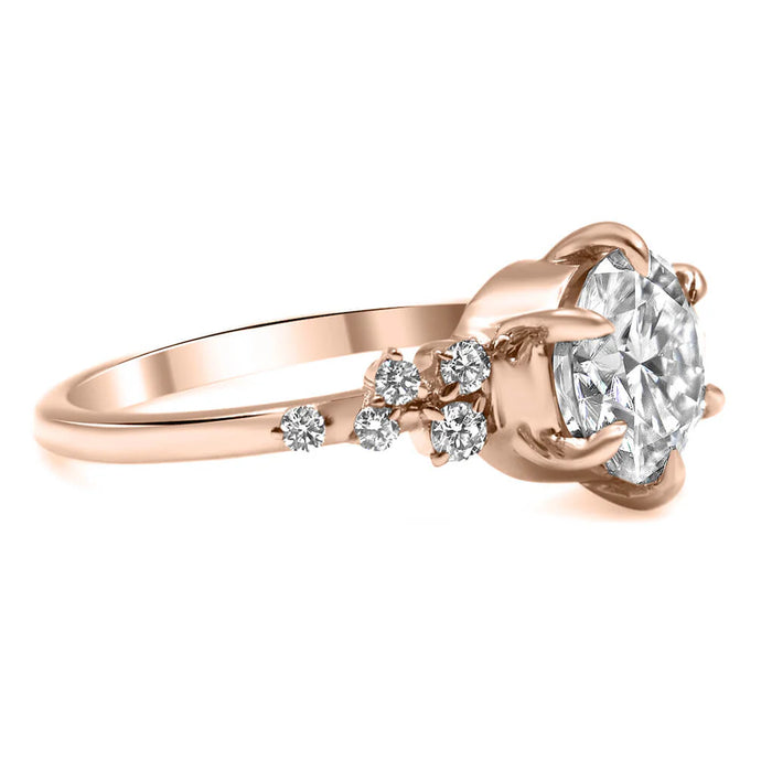 Morgan | Round Bezel Accent Stone 14K Rose Gold Engagement Ring - Diamond Daughters, Side View