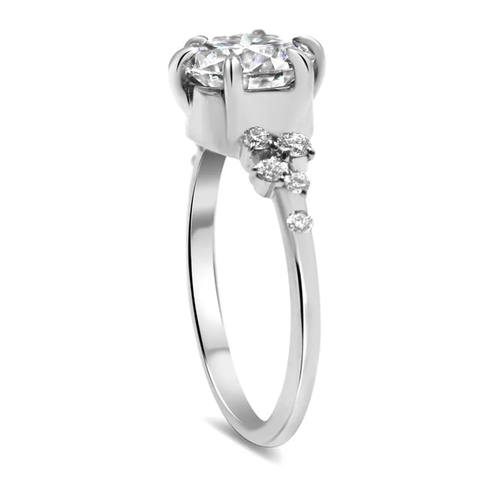 Morgan | Round Bezel Accent Stone 14K White Gold Engagement Ring - Diamond Daughters, Top Side View