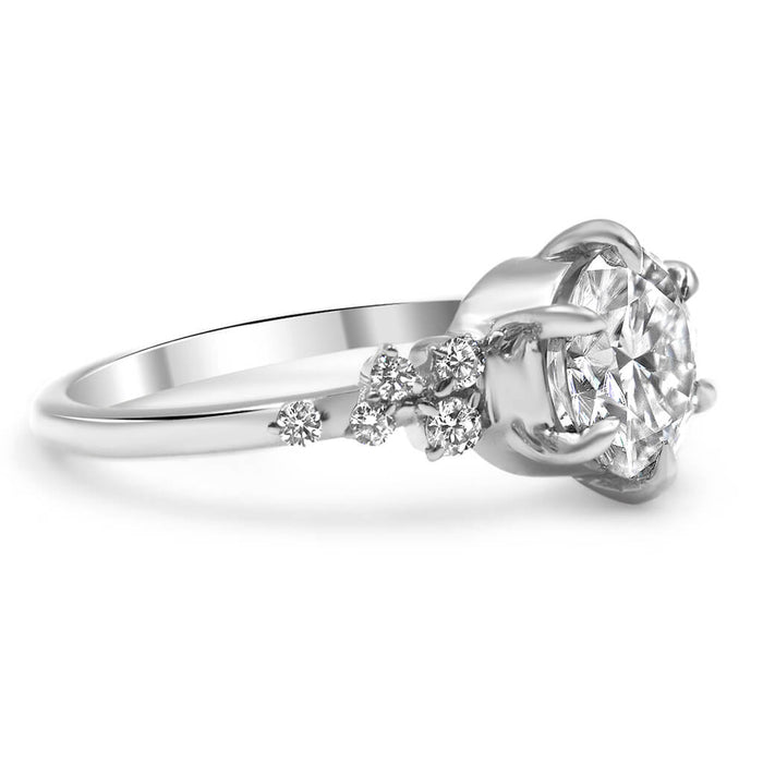 Morgan | Round Bezel Accent Stone 14K White Gold Engagement Ring - Diamond Daughters, Side View