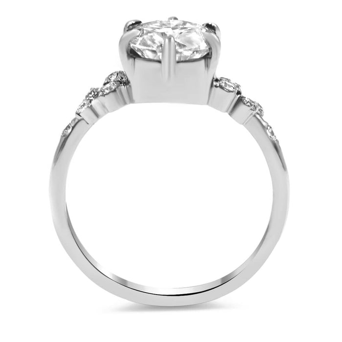 Morgan | Round Moissanite Accent Stones 14K White Gold Engagement Ring - Diamond Daughters, Top View