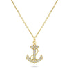 Navy Fouled Anchor Necklace With Diamonds In Solid Gold - Diamond Daughters