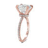 Neva | Cushion Moissanite Hidden Halo Pave 14K Rose Gold Engagement Ring - Diamond Daughters, Top Side View