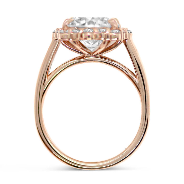 Nicoleta | Round Moissanite Halo 14K Rose Gold Engagement Ring - Diamond Daughters, Top VIew