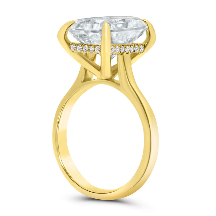 Nishika | Radiant Moissanite Hidden Halo 14K Yellow Gold Engagement Ring - Diamond Daughters, Top Side View