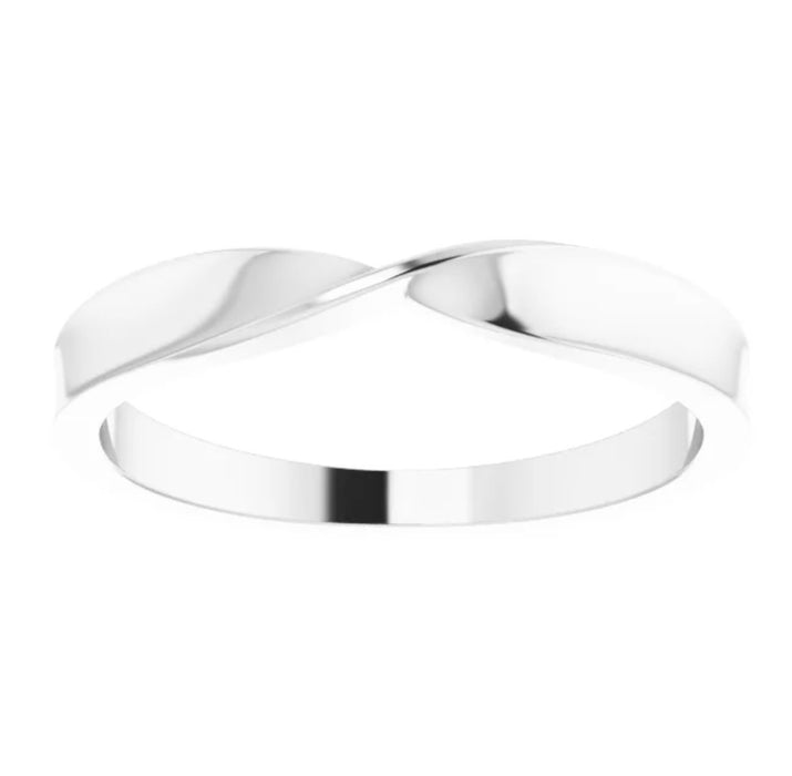 Noa | Twisted 14K White Gold Wedding Band - Diamond Daughters, Front View