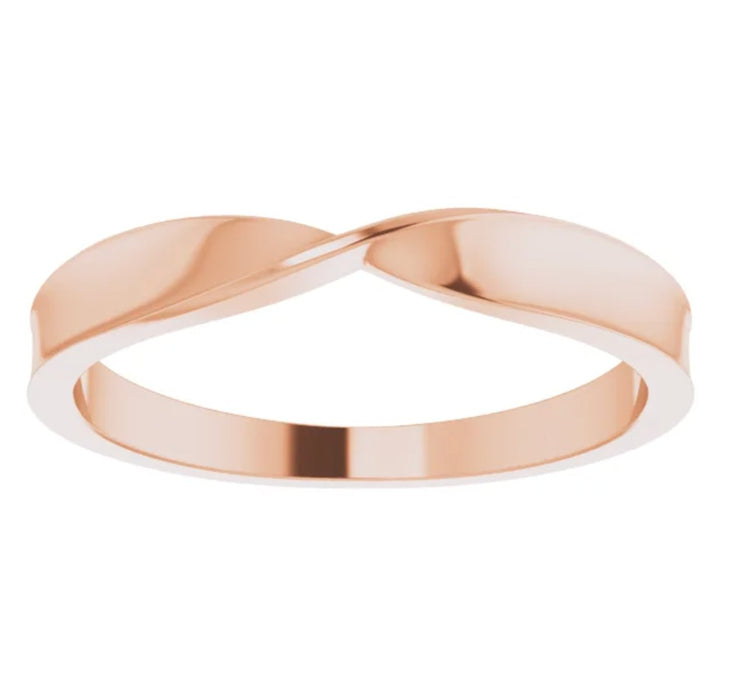 Noa | Twisted 14K Rose Gold Wedding Band - Diamond Daughters, Front View