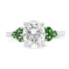 Phavady | Oval Moissanite six tsavorites Stone 14K White Gold Engagement Ring - Diamond Daughters, Front View