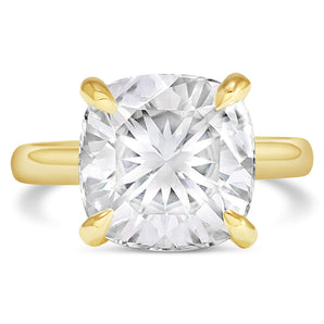 Rose | Cushion Moissanite 14k Yellow Gold Engagement Ring - Diamond Daughter, Front view