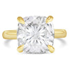 Rose | Cushion Cut Hidden Halo  Moissanite 14k Yellow Gold Engagement Ring - Diamond Daughters, Front View