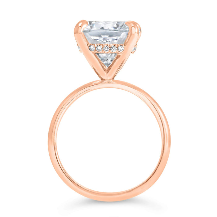 Rose | Elongated Cushion Moissanite 14k Rose Gold Engagement Ring - Diamond Daughters, Top View