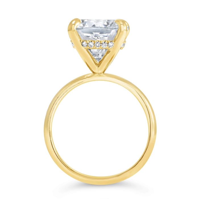 Rose | Elongated Cushion Moissanite  14k Yellow Gold Engagement Ring - Diamond Daughters, Top View