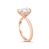 Rose | Emerald Moissanite 14k Rose Gold Engagement Ring - Diamond Daughters, Top Side 