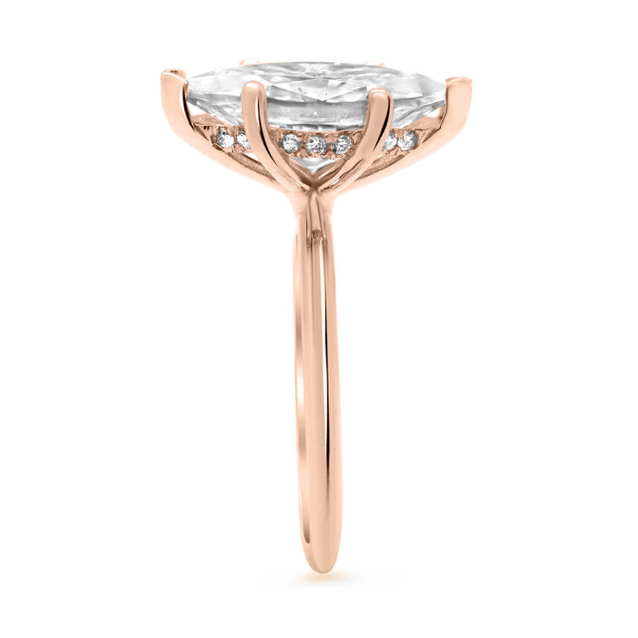 Rose | Marquise Moissanite 14k Rose Gold Engagement Ring - Diamond Daughters, Top Side View