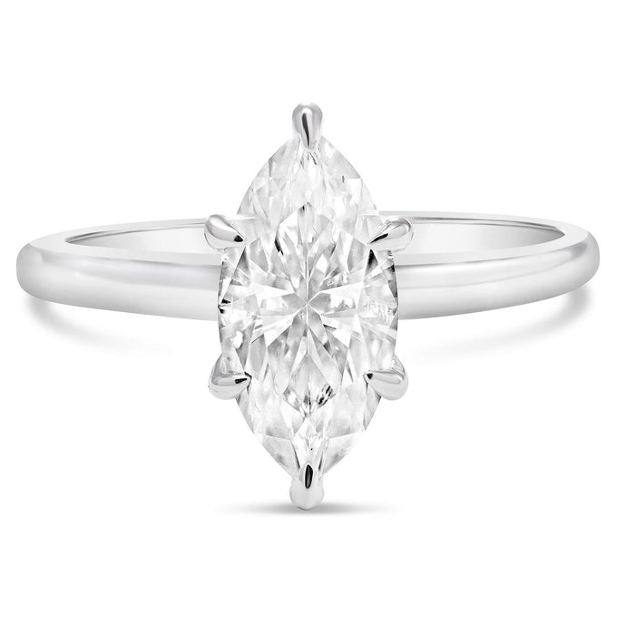 Rose | Marquise Moissanite 14k White Gold Engagement Ring - Diamond Daughters, Front View