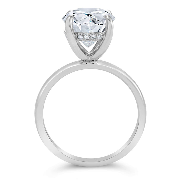 Rose | Oval Cut Hidden Halo  Moissanite 14k White Gold Engagement Ring - Diamond Daughters, Top View