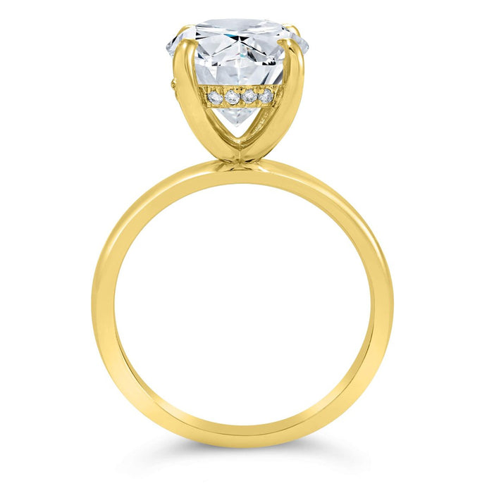 Rose | Oval Moissanite Solitaire 14K Yellow Gold Engagement Ring 8x6mm Around 1.50ct - Diamond Daughters, Top View