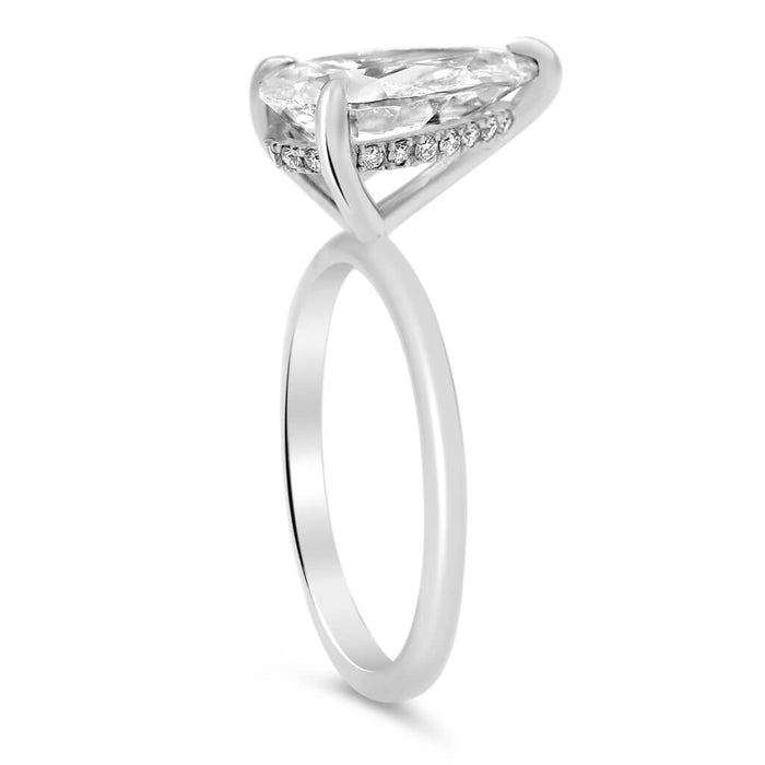 Rose | Pear Moissanite 14k White Gold Engagement Ring - Diamond Daughters, Top Side View