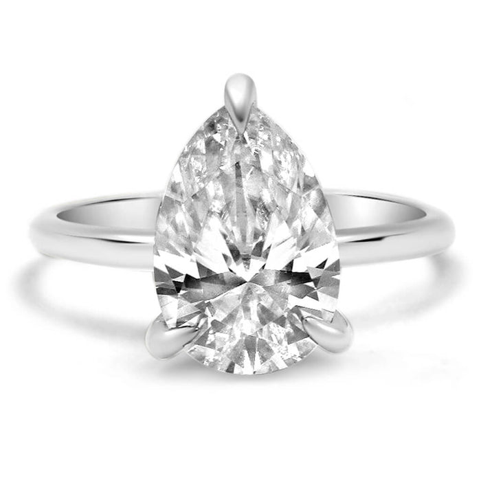 Rose | Pear Moissanite 14k White Gold Engagement Ring - Diamond Daughters, Front View