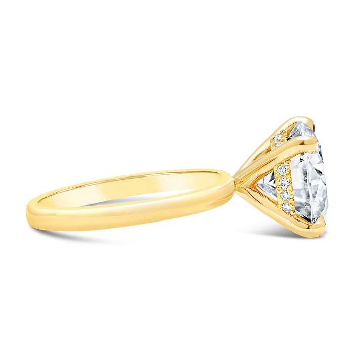 Rose | Round Moissanite 14k Yellow Gold
 Engagement Ring - Diamond Daughters, Side view