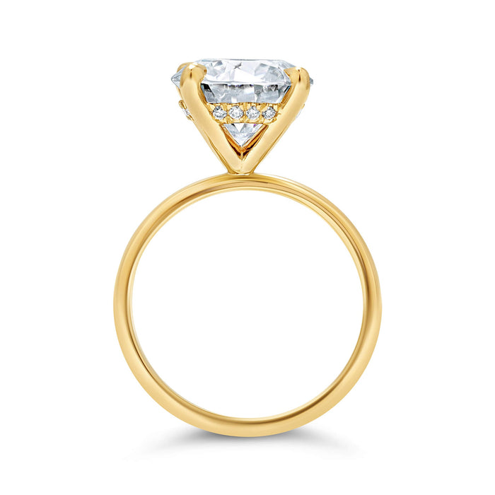 Rose | Round Moissanite 14k Yellow Gold
 Engagement Ring - Diamond Daughters, Top View