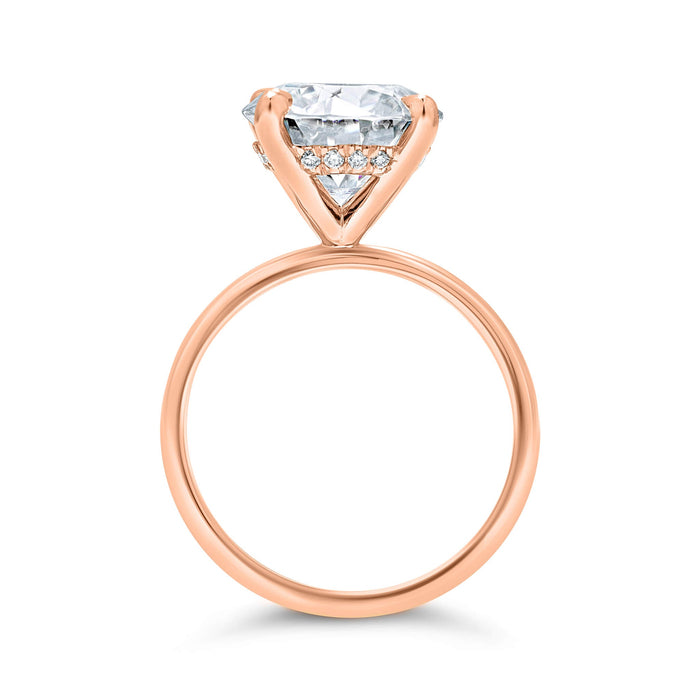 Rose | Round Moissanite 14k Rose Gold Engagement Ring - Diamond Daughters, Top View