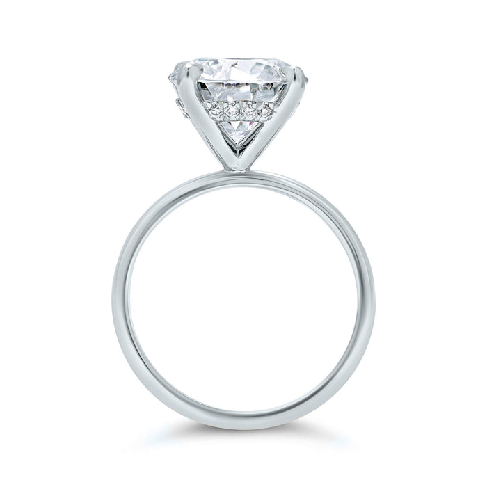 Rose | Round Moissanite 14k White Gold Engagement Ring - Diamond Daughters,Top View