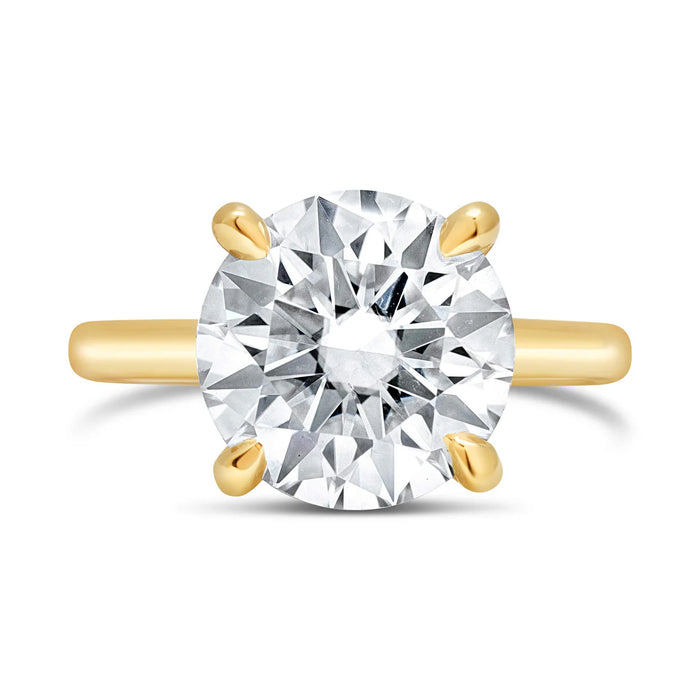 Rose | Round Cut Hidden Halo  Moissanite 14k Yellow Gold Engagement Ring - Diamond Daughters, Front View