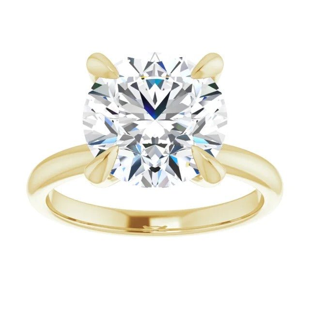 Round Moissanite Solitaire 14K Yellow Gold Engagement Ring- Diamond Daughters,  Front View