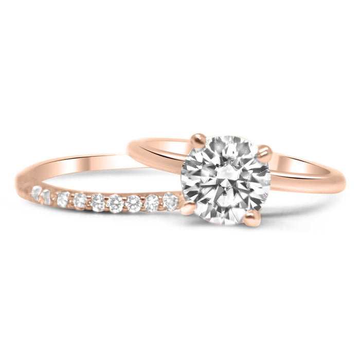 Round Moissanite Solitaire Engagement Ring Set - Diamond Daughters