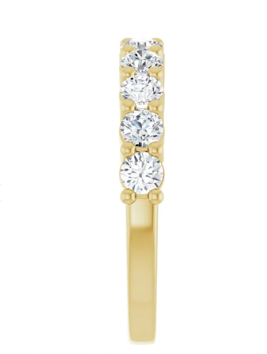 Sahar | Round Cut Moissanite 14K Yellow Gold Wedding Band - Diamond Daughters, Side View